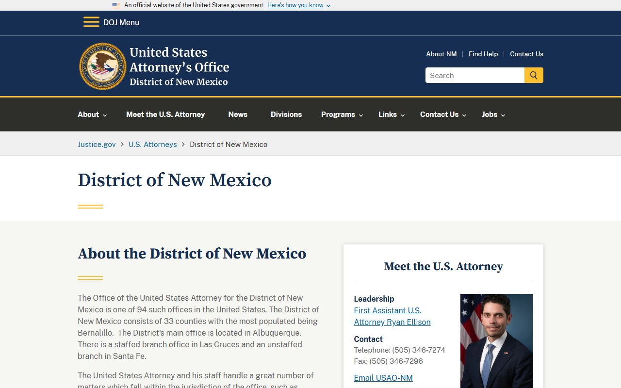 Los Alamos County criminal court records U.S. Attorney District of New Mexico