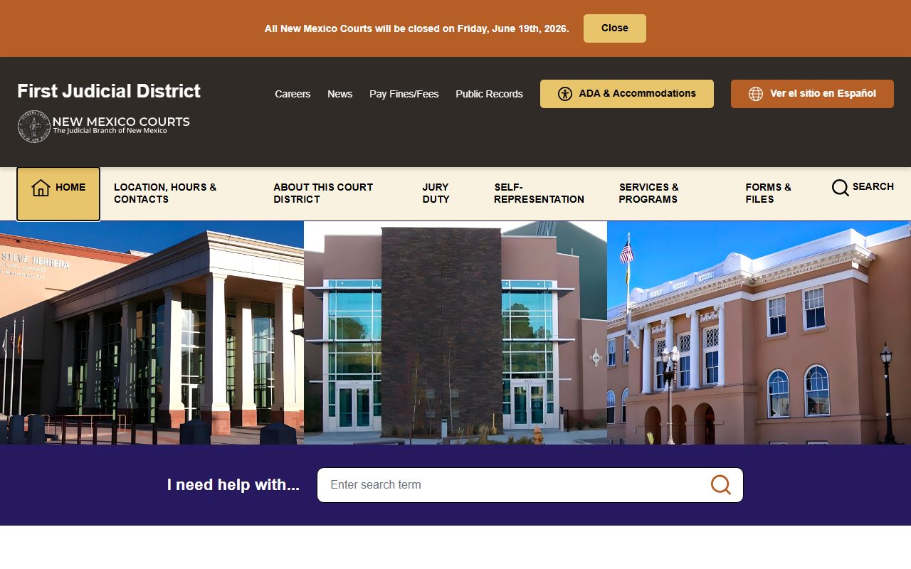 Los Alamos County Court records First Judicial District landing page
