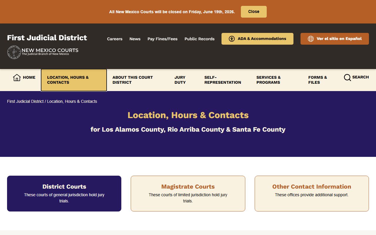 Los Alamos County Court records First Judicial District contacts