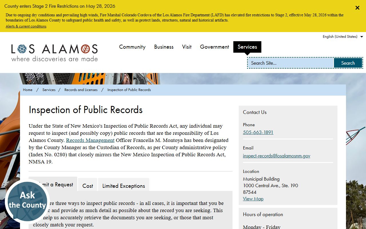 Los Alamos County Court records county IPRA instructions