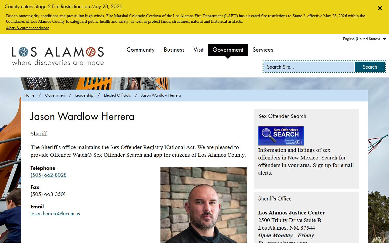Los Alamos County warrant records sheriff page